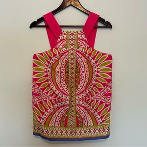 Banana Republic Pink and Green Patterned Tank, 100% silk, Size M